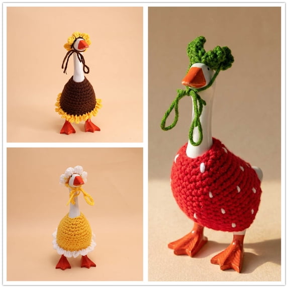 Thanksgiving Porch Goose Outfits Lawn Porch Goose Clothes Cute Crochet Dress and Hat Pet Costume Garden Yard Lawn Decor Fall Costume Set