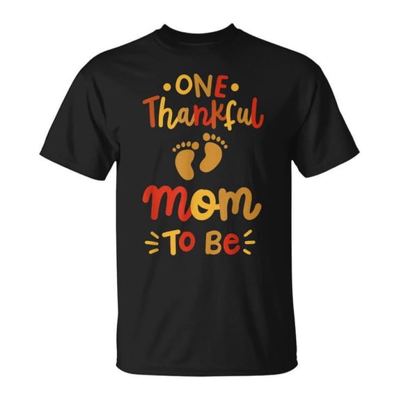 Thanksgiving Pregnancy Announcement Thankful Mom Family Holiday Celebration Maternity Expecting Parents Baby Reveal Casual Comfortable Cotton T-Shirt