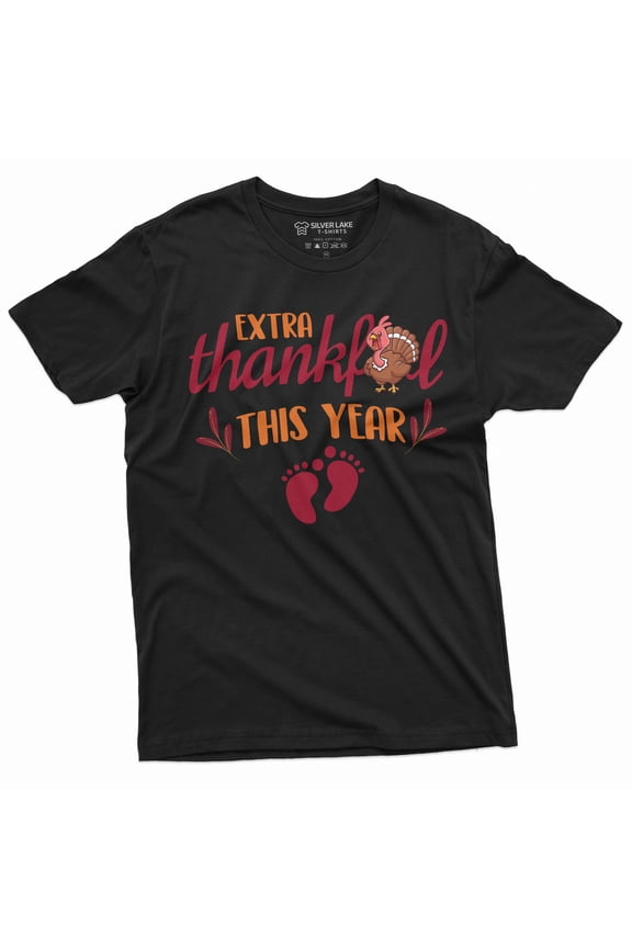 Thanksgiving Pregnancy Announcement Womens Unisex T-Shirt Turkey Dinner New Baby Tee Shirt