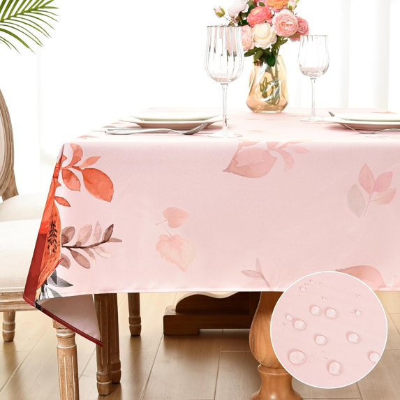 Thanksgiving Printed Waterproof Tablecloth Autumn Harvest Pumpkins Leaves Table Cloth Fall Rectangle Table Cover for Party Kitchen Dining Tabletop Decoration 60x84 Inch