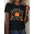 thumbnail image 1 of Thanksgiving Pumpkin Autumn Leaves Design T Shirt Holiday Graphic Tees Soft Breathable Tops Black S-5XL, 1 of 5
