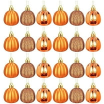 Thanksgiving Pumpkin Ball Ornaments, 24 Piece Set of Mini Orange Decorations for Christmas Tree Hanging, Festive Party Decor