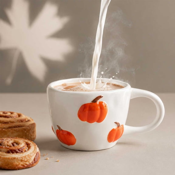 Thanksgiving Pumpkin Ceramic Coffee Mug,Fall Harvest Tea Cup for Home,Kitchen,Office,Gift,Holiday,Fall Decor