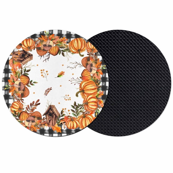 Thanksgiving Pumpkin Coasters Set of 2, Absorbent Coasters for Drinks, Fall Mushroom Black Fence Autumn Coaster for Desk Coffee Table Protection, Home Decor House Warming Gifts 4"