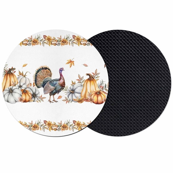 Thanksgiving Pumpkin Coasters Set of 2, Absorbent Coasters for Drinks, Turkey Sunflowers Fall Maple Rustic Coaster for Desk Coffee Table Protection, Home Decor House Warming Gifts 4"