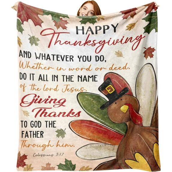 Thanksgiving Pumpkin Cornucopia Flannel Blanket, Fall Sweater Squirrel Throw Blanket Birthday Gifts for Kids Men Women, Autumn Thankful Grateful Blessed Soft Blanket for Bedding Sofa 50x60 Inch