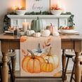 thumbnail image 1 of Thanksgiving Pumpkin Cotton Linen Table Runner, Washable Table Runners for Kitchen, Dining Room, Holiday, Home Party Table Decor, 13x108 Inches, 1 of 9