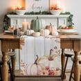 thumbnail image 1 of Thanksgiving Pumpkin Cotton Linen Table Runner, Washable Table Runners for Kitchen, Dining Room, Holiday, Home Party Table Decor, 13x120 Inches, 1 of 9