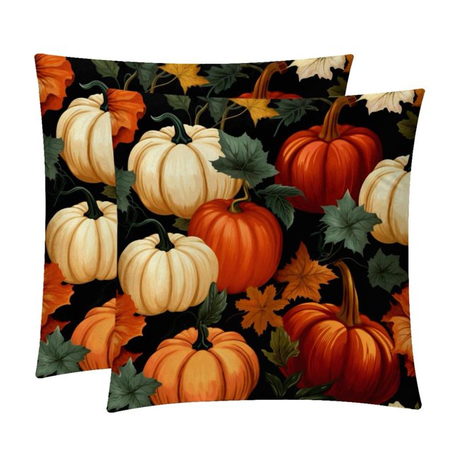 Thanksgiving Pumpkin Decorative Bed Pillow Covers Throw Pillows Set