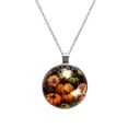 thumbnail image 1 of Thanksgiving Pumpkin Elegant Glass Circular Pendant Necklace - Handcrafted Jewelry for Women, 1 of 5