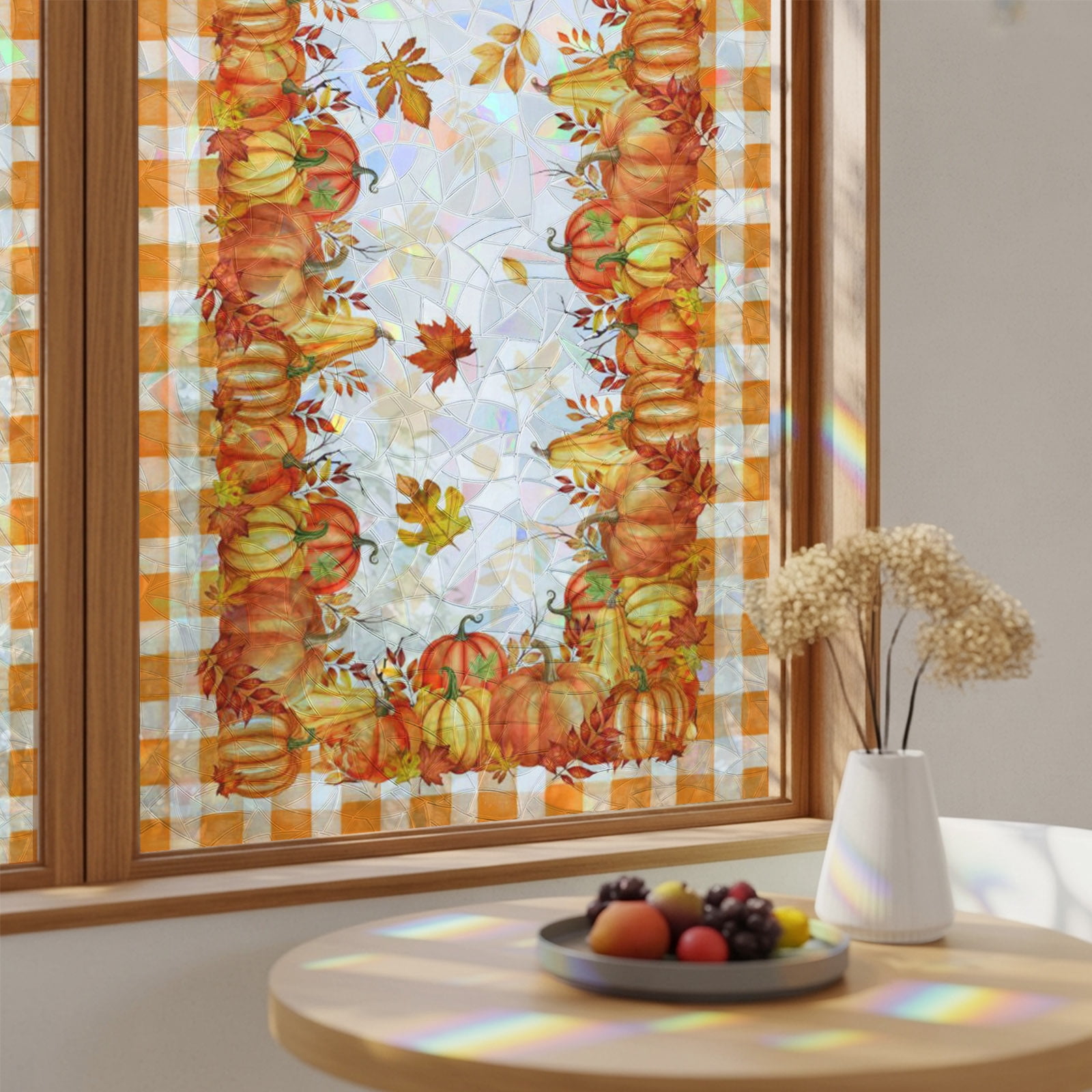 Control Main Window Thanksgiving Pumpkin Fall Maple Leaves Watercolor Window Privacy Film ...