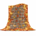 thumbnail image 1 of Thanksgiving Pumpkin Flannel Blanket for Bed,Travel and Camping, Fall Deciduous Retro Brown Wood Grain Super Soft Cozy Blanket for All Seasons 32"x48", 1 of 6