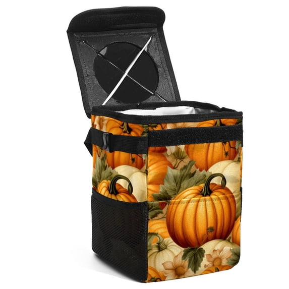 Thanksgiving Pumpkin Foldable Car Trash Can with Lid, Leak-proof Hanging Storage Bag - Trash Can for Car, Car Garbage Can