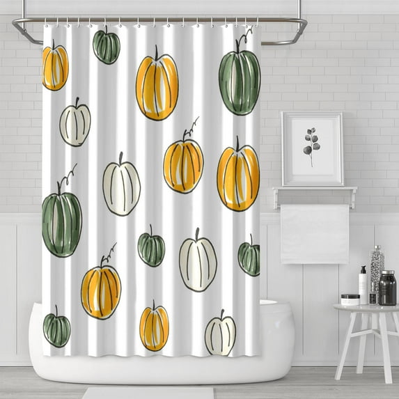 Thanksgiving Pumpkin Harvest Farmhouse Shower Curtains,Reusable Show Curtain with Hooks Vintage Polyester Fabric Bathroom Curtains for Bathroom Bathtub Autumn Holiday