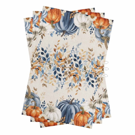 Thanksgiving Pumpkin Kitchen Towels Set of 3, Water Absorbent Dish Towel, Fall Farmhouse Eucalyptus Leaves Decorative Hand Towels - Quick Drying Cloth for Cooking Baking, 18x28 Inch