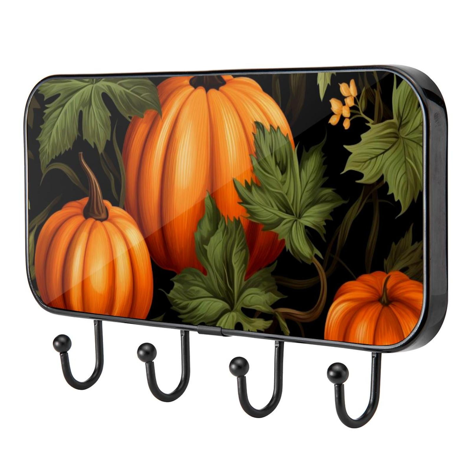 Thanksgiving Pumpkin Leaves Self Adhesive Towel Coat Wood Iron Hooks ...