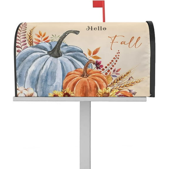 Thanksgiving Pumpkin Mailbox Cover Fall Magnetic Mailbox Wraps Decor, Autumn Maple Leaves Mailbox Covers Large Size 21x25.5 Inch Mail Wrap Farmhouse Letter Box Fall Decoration for Outdoor Gardern Yard