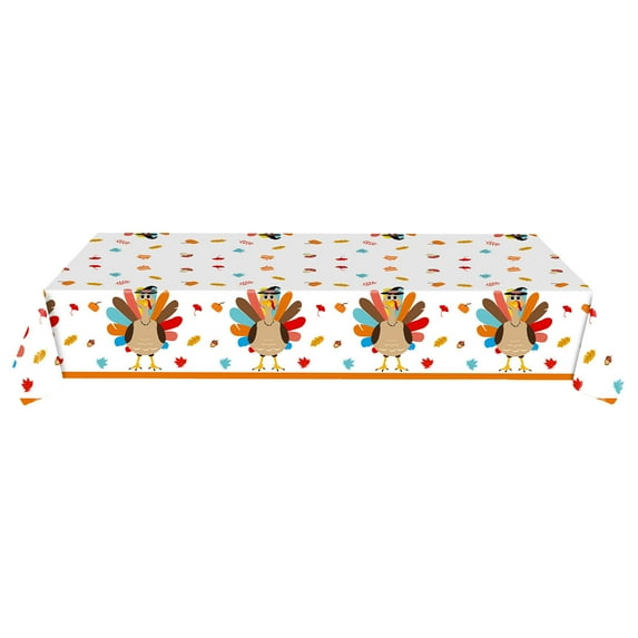 Thanksgiving Pumpkin Maple Leaf Turkey Tablecloth Fall Decor, Disposable Plastic Tablecloth 54" x 108" Thanksgiving Decorations, Autumn Party Table Cover, Fall Harvest Party Decor for Home Dinner