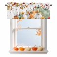 thumbnail image 1 of Thanksgiving Pumpkin Orange Maple Leaf Curtain Valances for Kitchen Windows,Short Valance Autumn Sunflower on White Small Window Treatment for Living Room Bathroom Bedroom,54" x 18"-1 Panel, 1 of 9