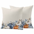 thumbnail image 1 of Thanksgiving Pumpkin Outdoor Waterproof Pillow Covers, Fall Farmhouse Eucalyptus Leaves Decorative Square Throw Pillowcase Sofa Cushion Sham for Patio/Couch/Chair, 24"x24" 2 Pack, 1 of 8