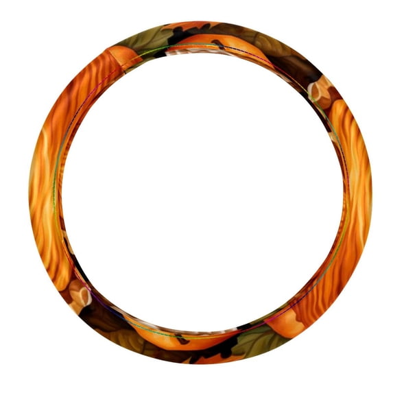 Thanksgiving Pumpkin Pie 14.5 Inch Printing PVC Leather Steering Wheel Covers Car Wheel Cover Auto Accessories