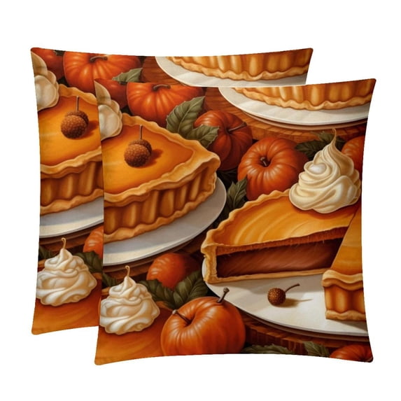 Thanksgiving Pumpkin Pie Covers Set of 2, Unique Patterns, 16x16 18x18 20x20 Inches for Various Occasions, Decorative Cushion Inserts for Couch and Bed