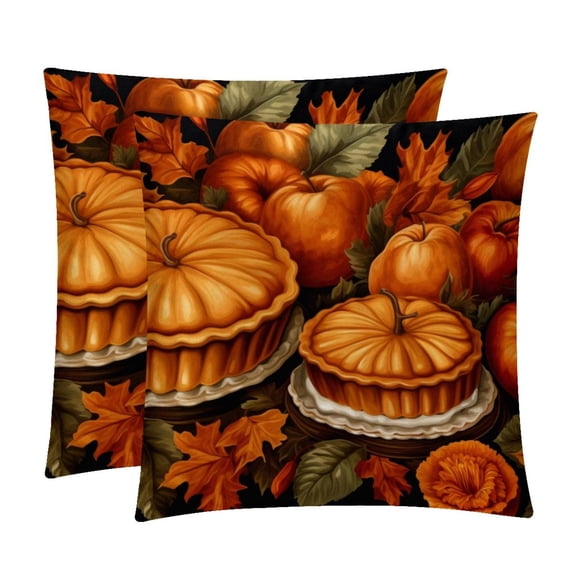 Thanksgiving Pumpkin Pie Pillow Covers Inserts Set of 2, Bed Pillow with Unique Patterns,for Home and Office Decor, Available in 16x16, 18x18, and 20x20 Inches