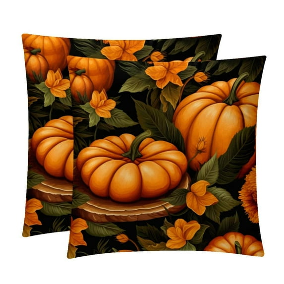 Thanksgiving Pumpkin Pie Throw Pillow Covers Set of 2 with Unique Patterns | Chair Pillow Covers in 16x16, 18x18, 20x20 inches | Pillow Inserts Included |for Every Occasion
