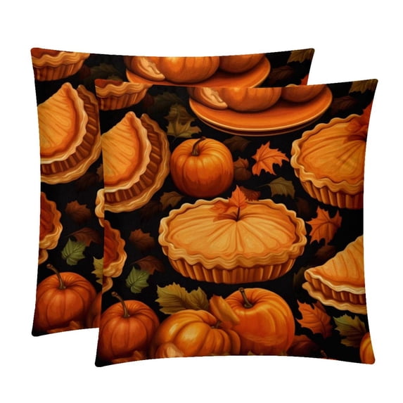 Thanksgiving Pumpkin Pie Velvet Throw Pillow Covers Set of 2 - Unique Patterns, 16x16/18x18/20x20 Inches,for Home Decor, Sofa, Bed - Pillow Inserts Included