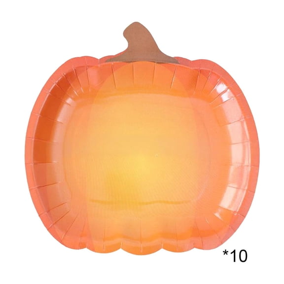 Thanksgiving Pumpkin Plates Set of 10 Disposable Dessert Plates for Fall Harvest Party Table