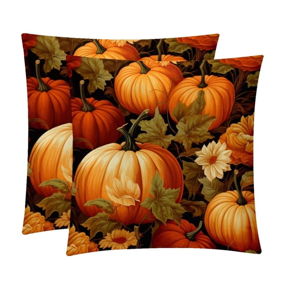 Thanksgiving Pumpkin Set with Unique Patterns - 16x16, 18x18, 20x20 Inches - Set of 2 for Living Room, Bedroom, and Office - Includes Throw Pillow Inserts and Chair