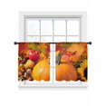 thumbnail image 1 of Thanksgiving Pumpkin Sheer Curtains 45 inches Long, Fruit Vegetable Maple Leaf Oil Paiting Light Filtering Sheer Window Curtains Rod Pocket Voile Drapes for Bedroom Living Room, 2 Panels 52"W x 45"L, 1 of 7