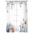 thumbnail image 1 of Thanksgiving Pumpkin Sheer Curtains 84 inches Long, Fall Eucalyptus Leaves Autumn Harvest Light Filtering Sheer Window Curtains Rod Pocket Voile Drapes for Bedroom Living Room, 52"W x 84"L 2 Panels, 1 of 7