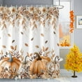 thumbnail image 1 of Thanksgiving Pumpkin Shower Curtains for Bathroom, Fall Watercolor Rose Waterproof Fabric Shower Curtain for Bathroom Bathtub Decoration, Machine Washable, 36"x72", 1 of 9