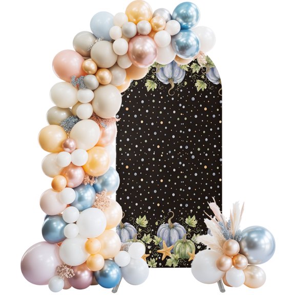 Thanksgiving Pumpkin Starfish Maple Leaf Arch Backdrop Cover Spandex Fitted Arch Cover 7.2FT,Arches Backdrop Stand Covers for Wedding Birthday Party Ceremony Banquet Decoration Fall Plant Polka Dot