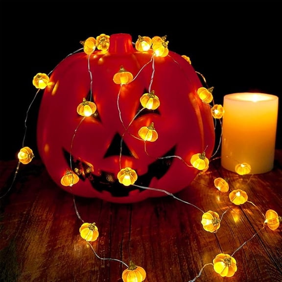 Thanksgiving Pumpkin String Lights 80in 20 LED Fall Fairy Lights Battery Operated, Orange Autumn Harvest Light for Indoor Outdoor Home Party Halloween Thanksgiving Decor