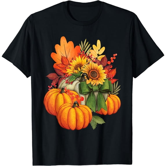 Thanksgiving Pumpkin Sunflower Fall Autumn Holiday T-Shirt