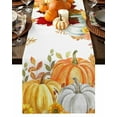 thumbnail image 1 of Thanksgiving Pumpkin Table Runner-Cotton Linen- 108 Inch Holiday Dresser Scarves, Fall Eucalyptus Gold Orange White Tablerunner for Kitchen Coffee/Dining Bedroom Living Room Dinner Scarf Décor 13x108, 1 of 7