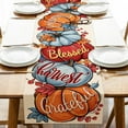 thumbnail image 1 of Thanksgiving Pumpkin Thankful Grateful Blessed Table Runner, Blue Fall Harvest Kitchen Dining Table Decoration, Autumn Seasonal Burlap Indoor Outdoor Home Decor Party Supply 13.8 x 71 Inches, 1 of 6