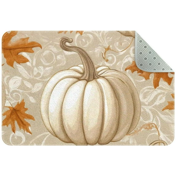 Thanksgiving Pumpkins Autumn and Fall Season Small Area Rug, Non-Slip Door Mat Indoor Floor Mat, Washable Kitchen Rug Entrance DMat for Bedroom Living Room