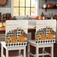 thumbnail image 1 of Thanksgiving Pumpkins Chair Covers Set of 4 Black White Plaid Sunflower Linen Chair Back Covers Stretch Removable Washable Slipcovers Protector for Dining Room Kitchen Party Decor, 1 of 5
