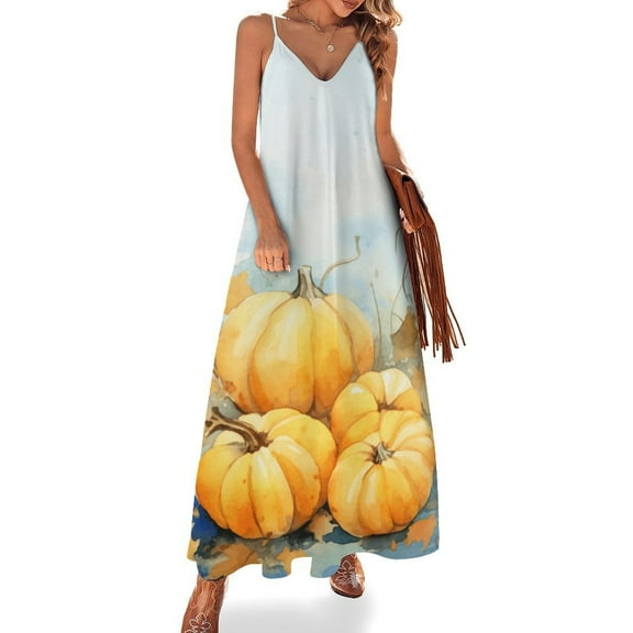 Thanksgiving Pumpkins Design Sleeveless Dress Woman Fashion Long Dresses Women's Summer Suit Dress 2025