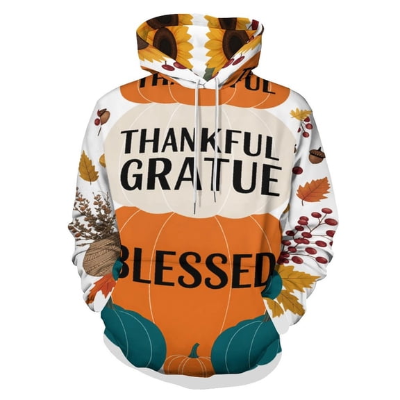 Thanksgiving Pumpkins Fall Leaves Men's Women Vintage 3D Hooded Sweatshirt - All-Season Loose Fit Streetwear