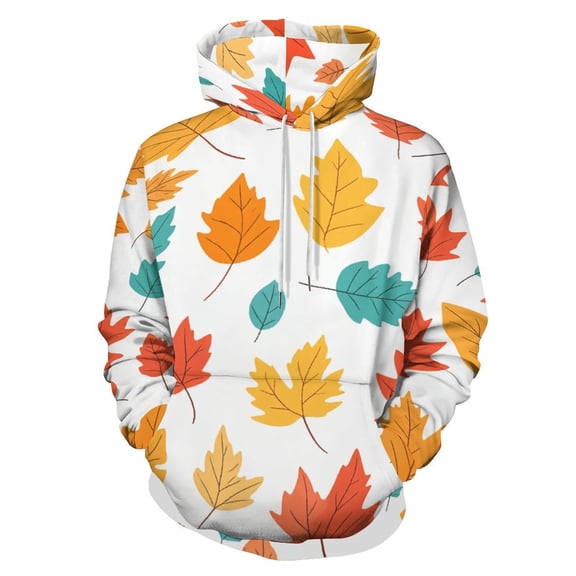 Thanksgiving Pumpkins Fall Leaves Men's Women Vintage 3D Hooded Sweatshirt - All-Season Loose Fit Streetwear