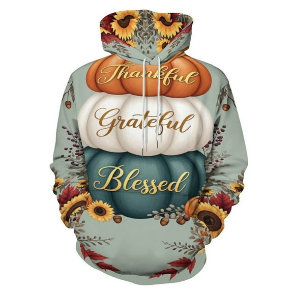 Thanksgiving Pumpkins Fall Leaves Men's Women Vintage 3D Hooded Sweatshirt - All-Season Loose Fit Streetwear