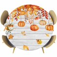 thumbnail image 1 of Thanksgiving Pumpkins Fall Round Tablecloth, Fitted Table Cover with Elastic for 45"-54" Round Tables, Orange Maple Leaf Vintage Table Cloth Outdoor Indoor Dinning Party Waterproof Tablecloths, 1 of 7