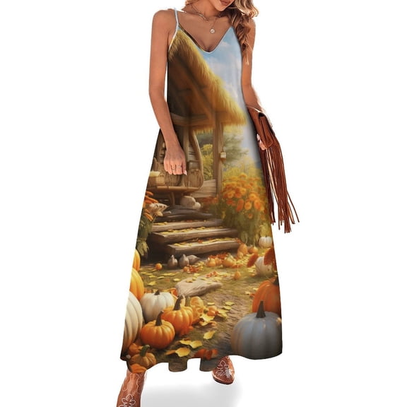 Thanksgiving Pumpkins Fine Art Sleeveless Dress Summer Dress Woman 2025