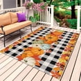 thumbnail image 1 of Thanksgiving Pumpkins Outdoor Rug for Patio/Deck/Porch, Non-Slip Large Area Rug 3 x 5 Ft, Fall Orange Maple Farmhouse Check Indoor Outdoor Rugs Washable Area Rugs, Camping Rug Carpet Runner, 1 of 8