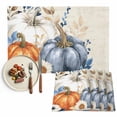 thumbnail image 1 of Thanksgiving Pumpkins Placemats Set of 8 Fall Leaves Flowers Retro Texture Heat Insulated Linen Place Mats, Washable Stain-Proof Table Mats for Dining Tables Holiday Decor 13x19inch, 1 of 9