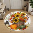 thumbnail image 1 of Thanksgiving Pumpkins Round Area Rug 4Ft Washable Circle Rugs for Bedroom Dining Room, Fall Sunflowers Maple Farm Barrel Non-Slip Carpet Floor Mats Indoor Outdoor Carpet Runner Aesthetic Home Decor, 1 of 8